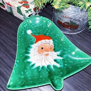 VINTAGE MCM Winking Santa Bell Shaped Candy Dish